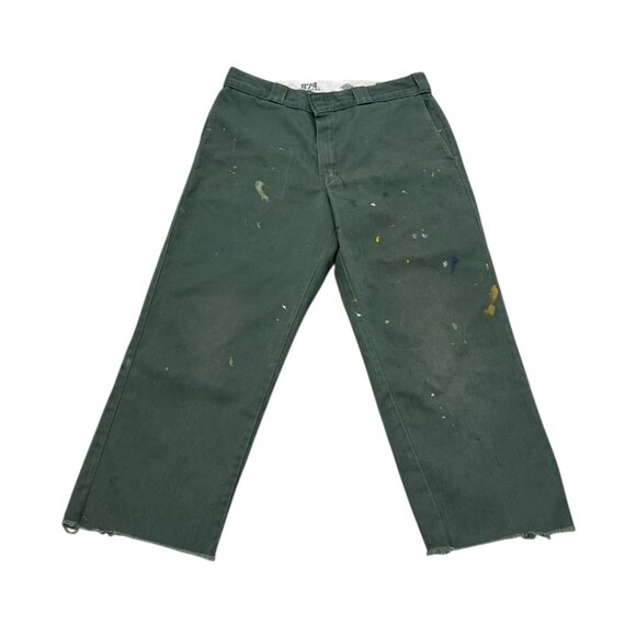 Dickies Other - Men’s Dickies Green Work Pants Paint Splatter Cut Off Shorts 34x25